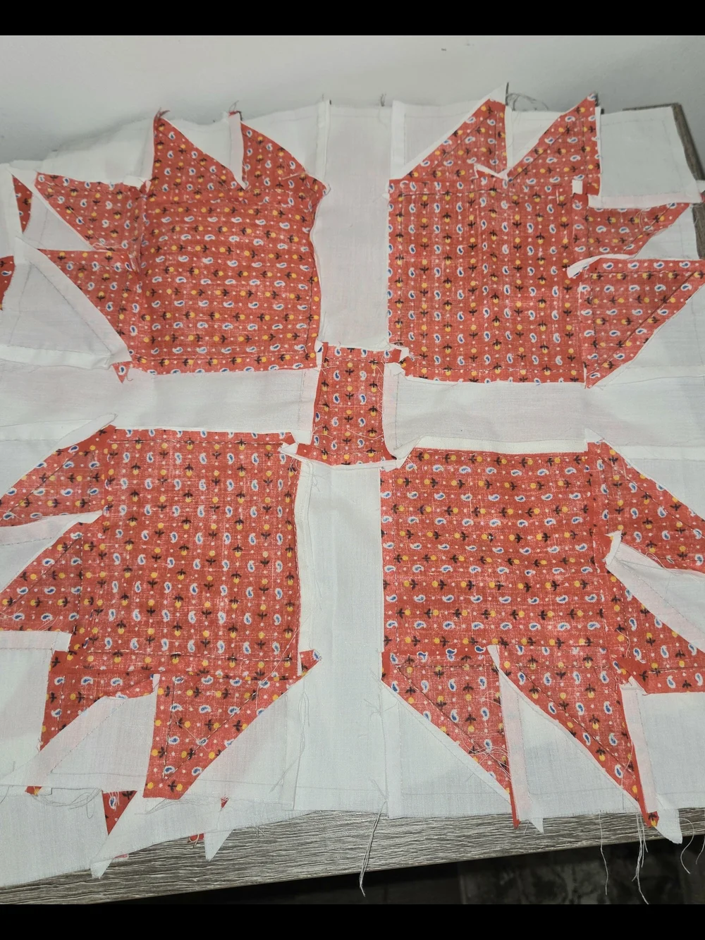 2 Piece Vintage Patchwork Pattern Maple Leaf Quilt Repurpose 14.5